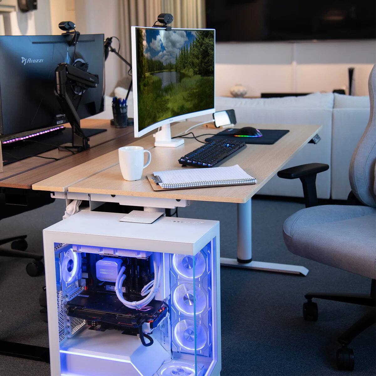 Alt View 2. Arozzi - Arena Nordico Electric Standing Desk - Birch - Birch.