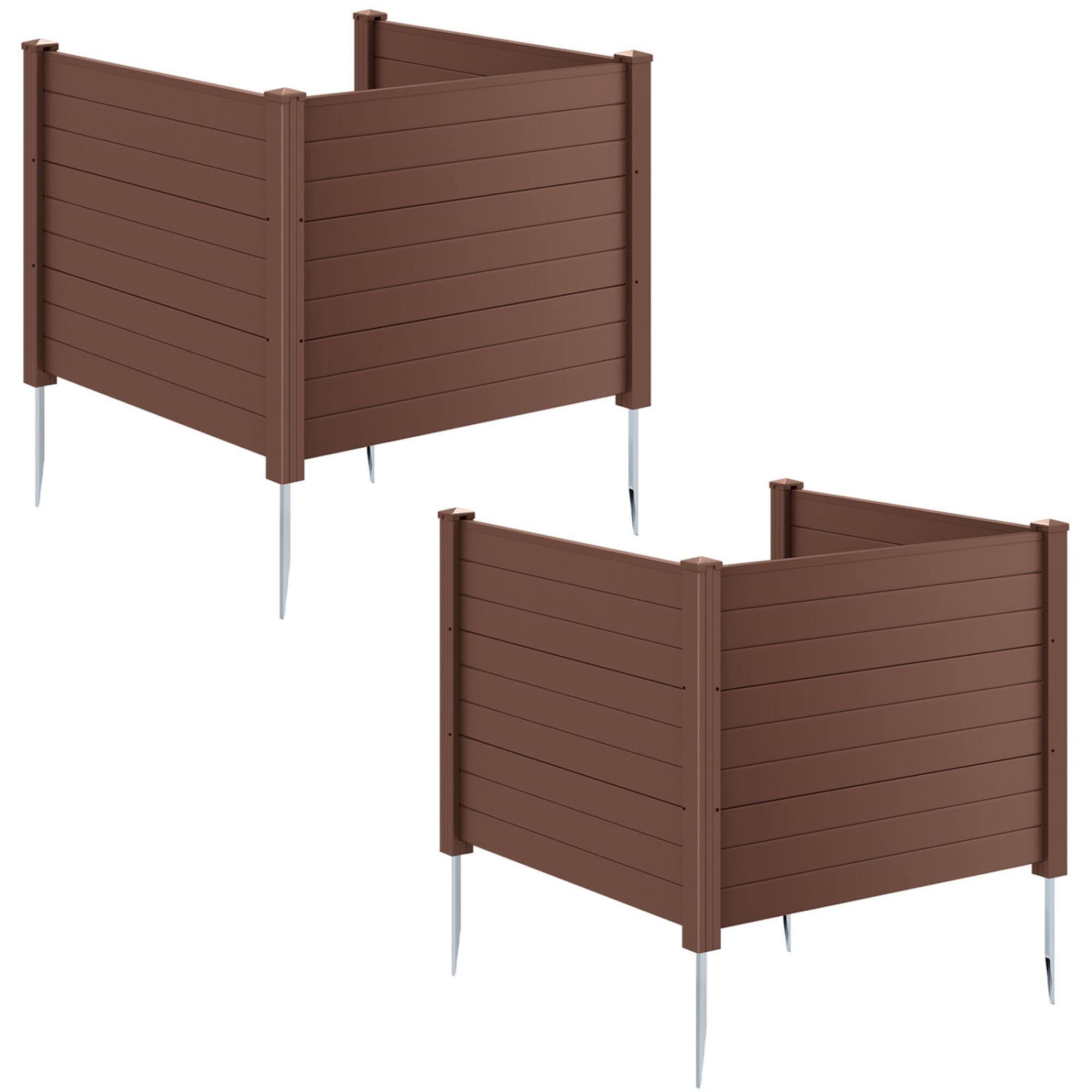 Front. Boyel Living - 48 x 38 Inches Air Conditioner Fence 2 Panels Outdoor Privacy Fence-Brown - Brown.