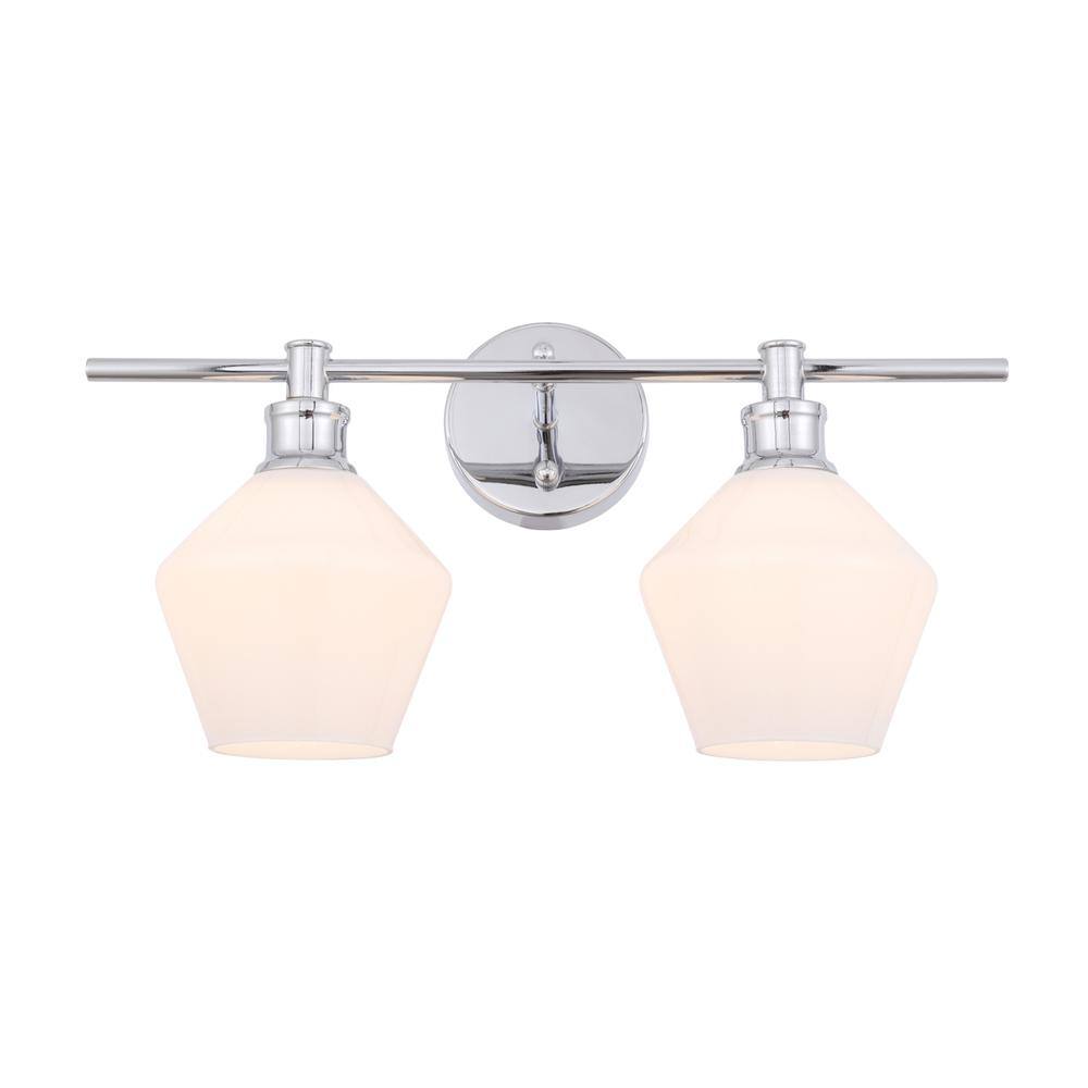 Back. Living District - Gene 2 light Chrome and Frosted white glass Wall sconce - Chrome And Frosted White Glass.