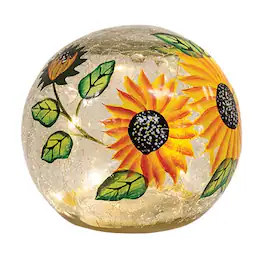 BreeBe - Sunflowers Crackled Glass LED Light Orb - Multicolor