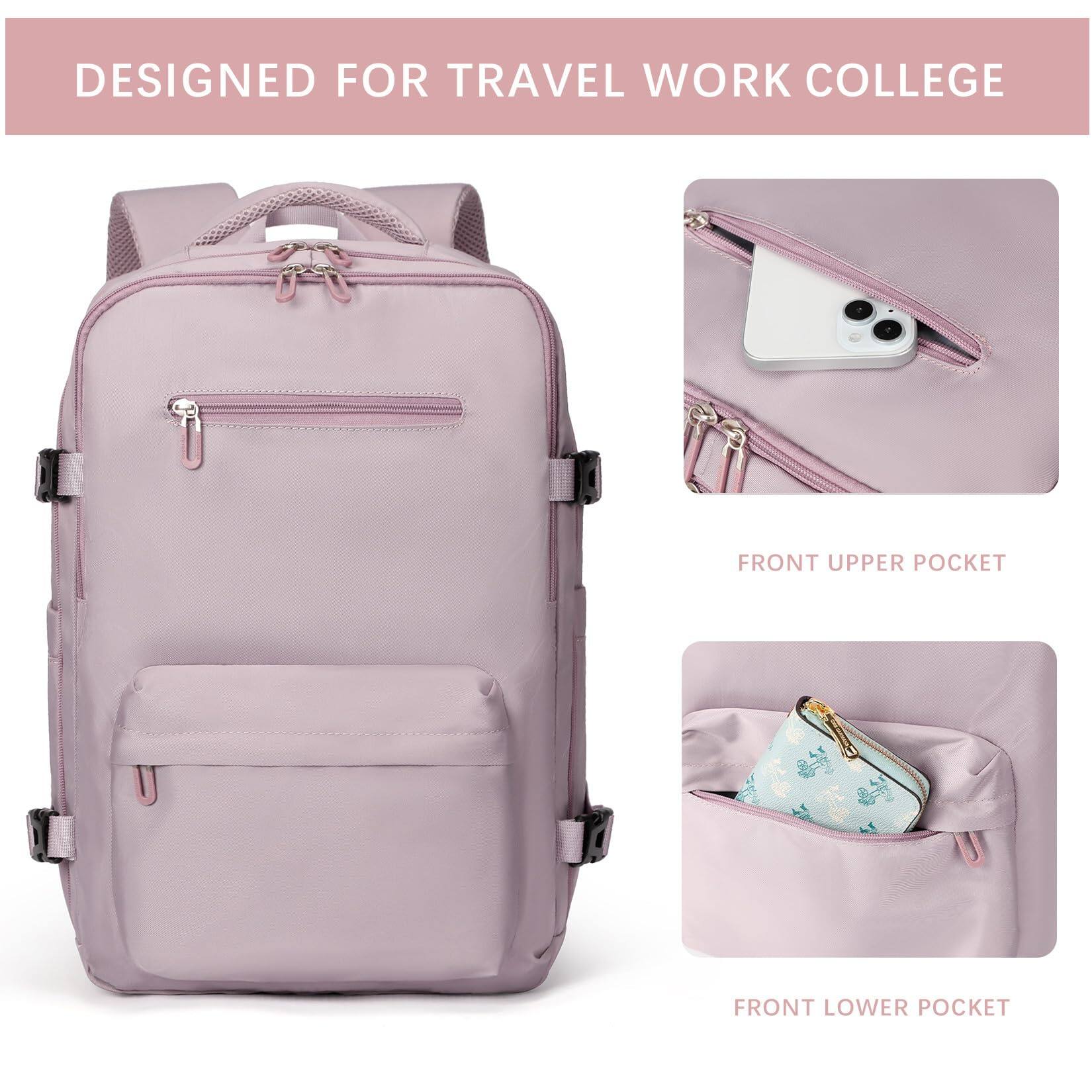 Left. Live At Space - Travel Laptops Backpack For Women Men  Casual Work Bag 17inch Airline Approved Hiking Business (pink Khaki) - Light Purple.