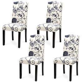 Gymax - Set of 4 Tufted Dining Chair Upholstered Nailhead Trim Rubber Wooden Leg - White