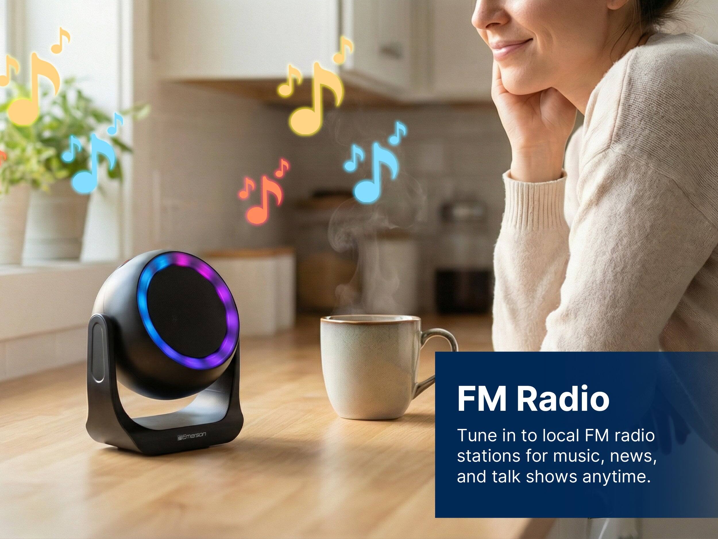 iEmerson FM Radio Tune in to local FM radio stations for music, news, and talk shows anytime.