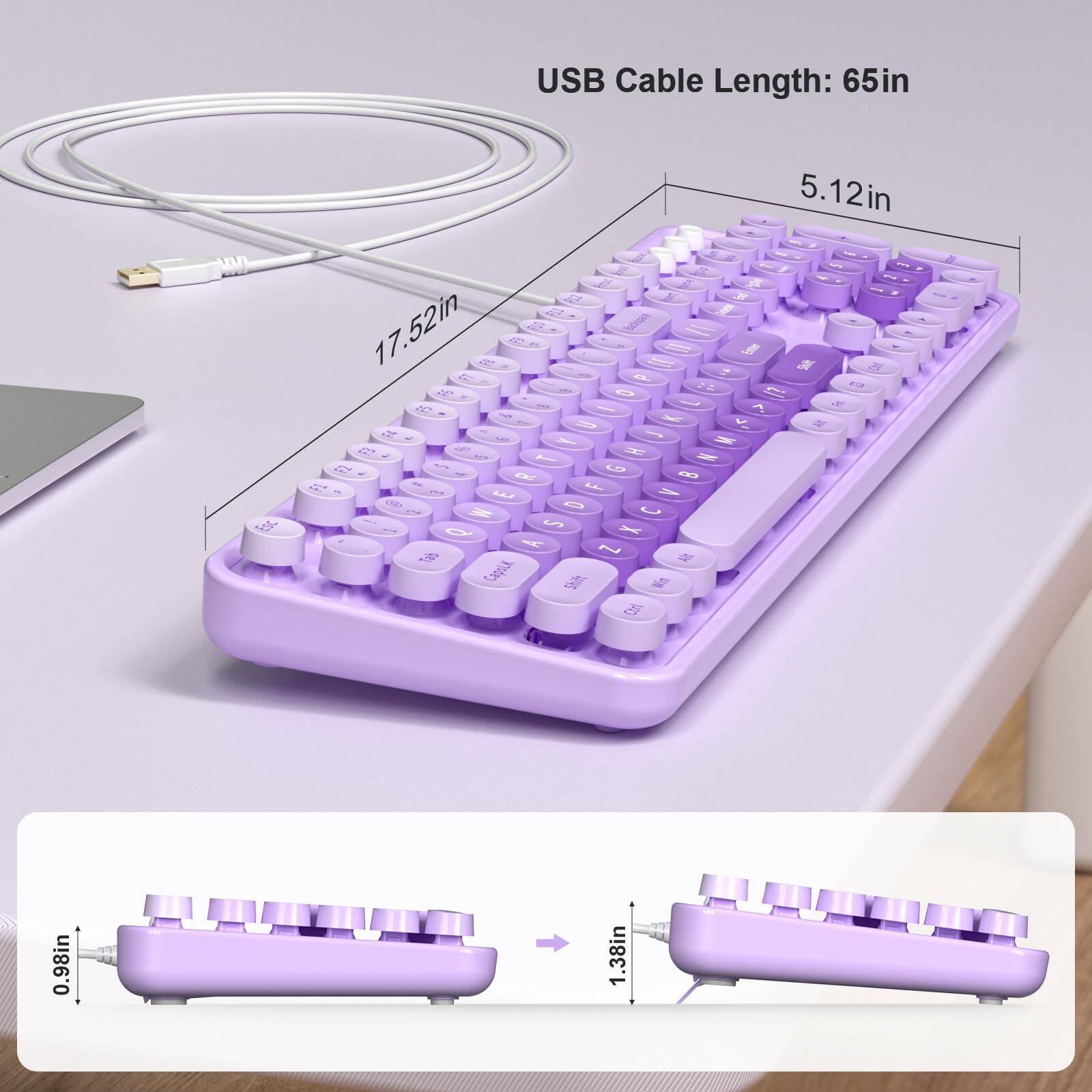 USB Cable Length: 65in

5.12in

17.52in

0.98in

1.38in