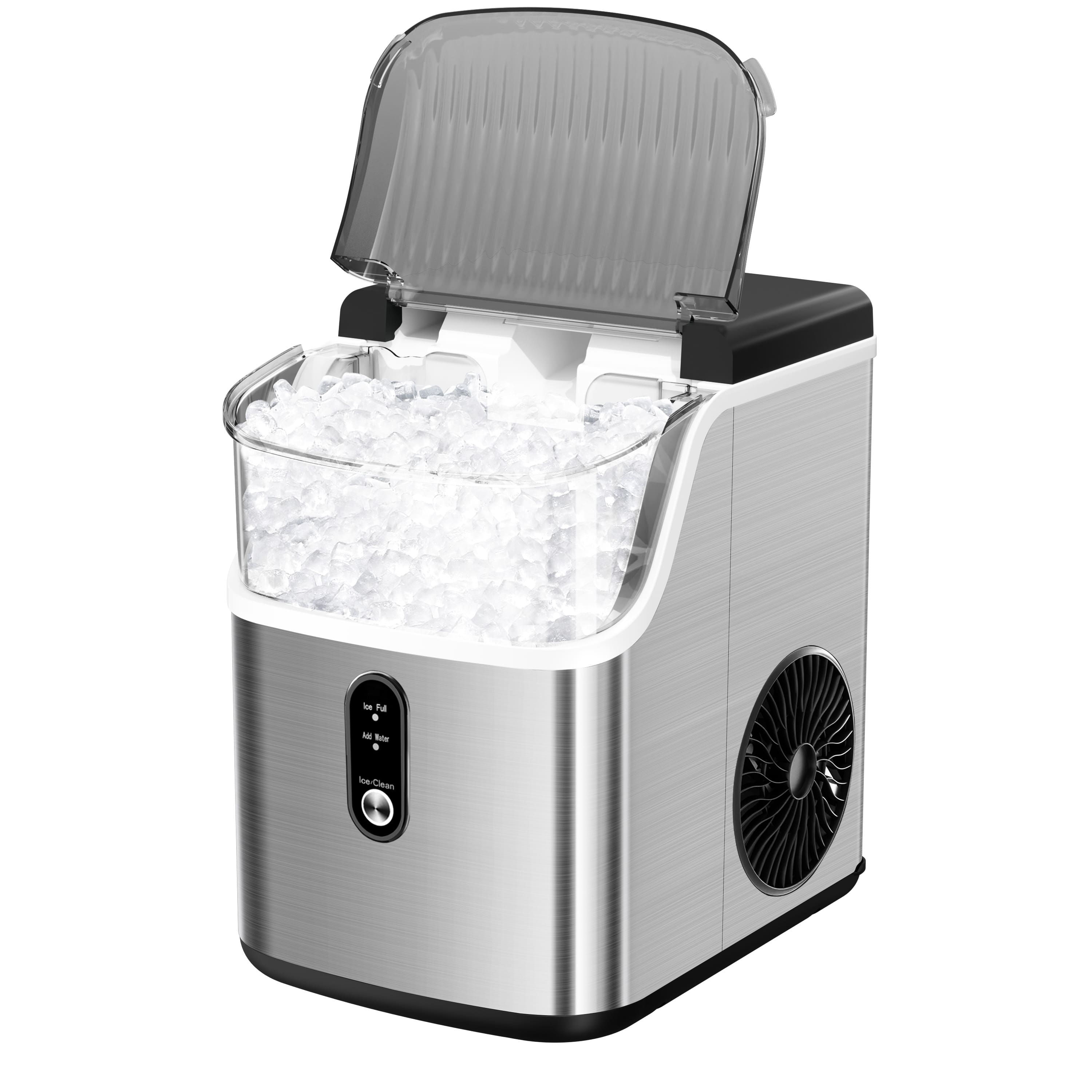 LHRIVER - Nugget Ice Maker Countertop, Portable Ice Maker Machine with Self-Cleaning Function, 33lbs/Day, Chewable Pellet Ice - Gray