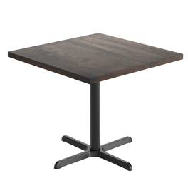 Flash Furniture - Bennett 36" Square Solid Wood Commercial Indoor Tabletop in Dark with 30" x 30" Dining Height Rust-Resistant Black - Brown