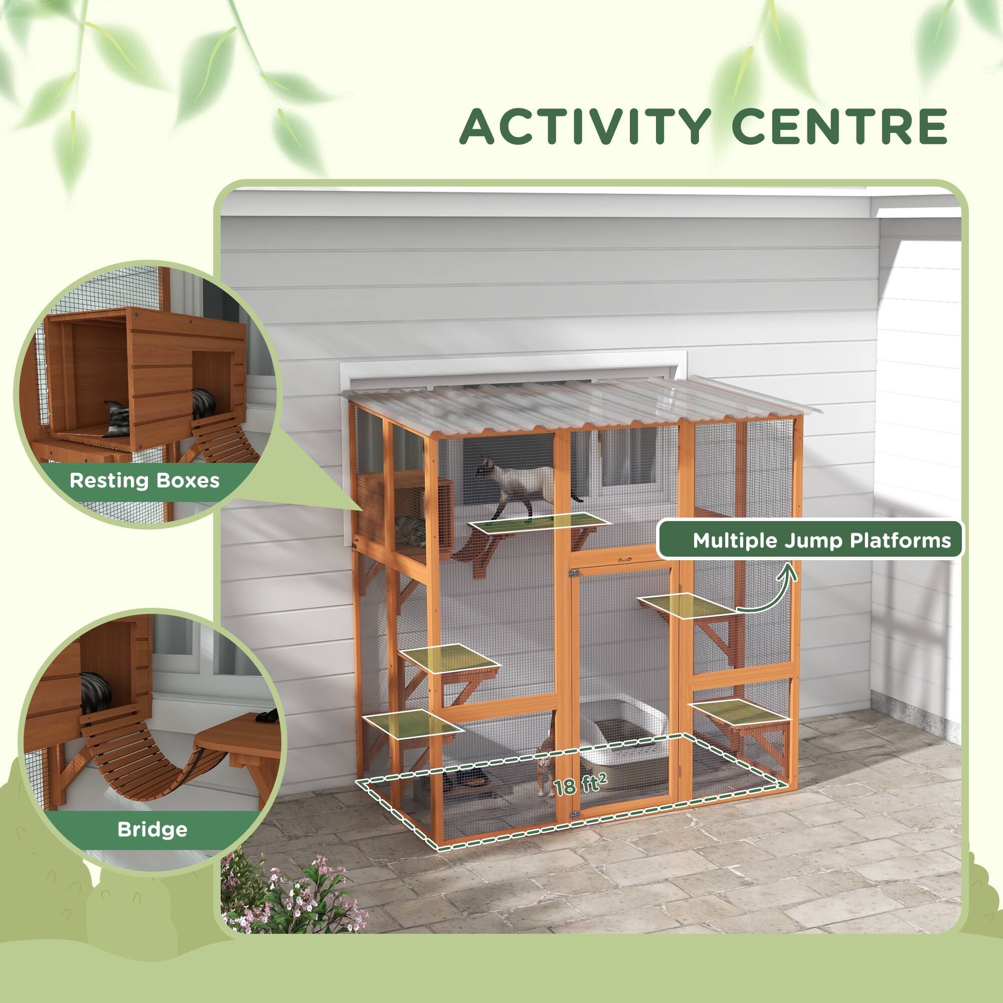 ACTIVITY CENTRE

- Resting Boxes
- Multiple Jump Platforms
- Bridge

18 ft²