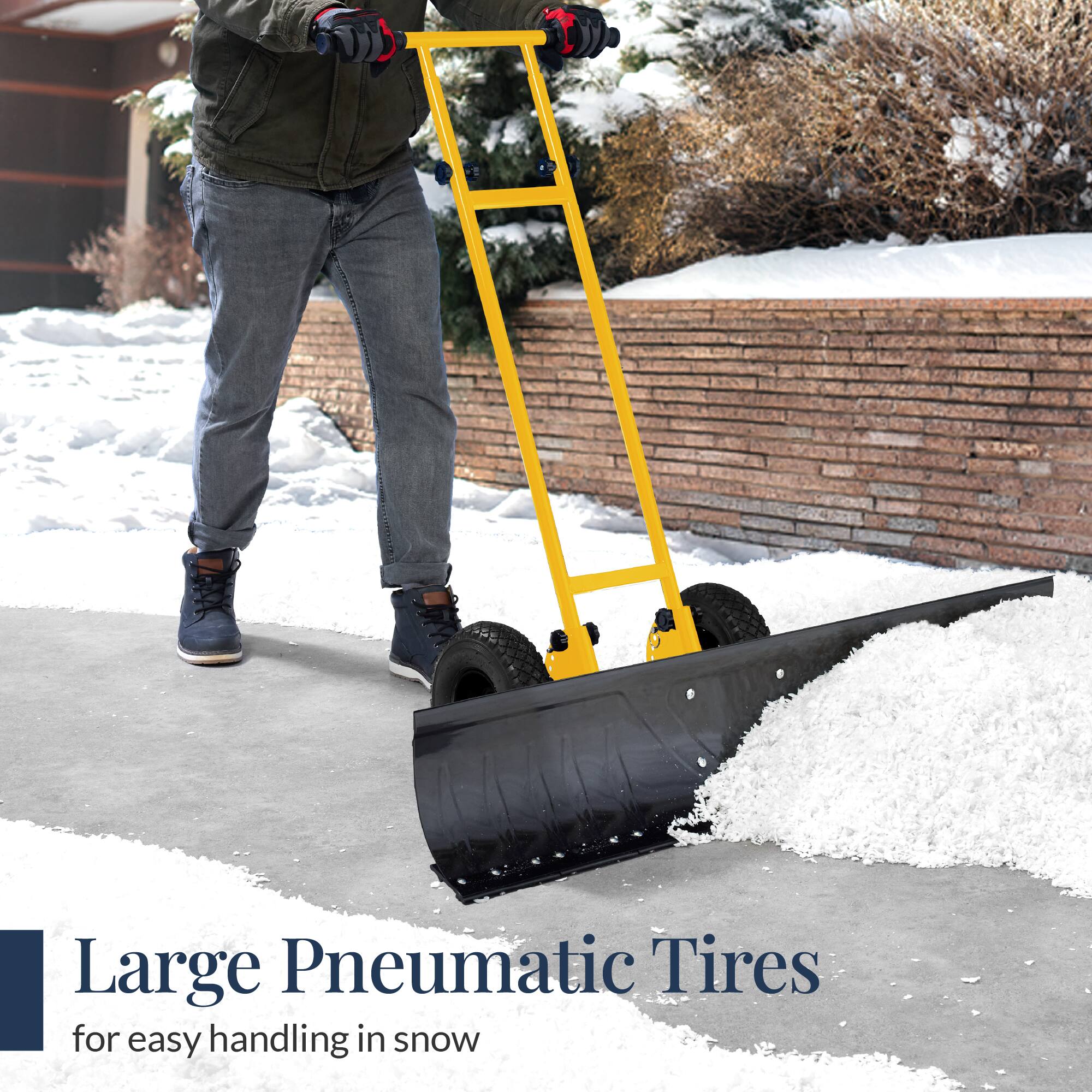 Large Pneumatic Tires  
for easy handling in snow