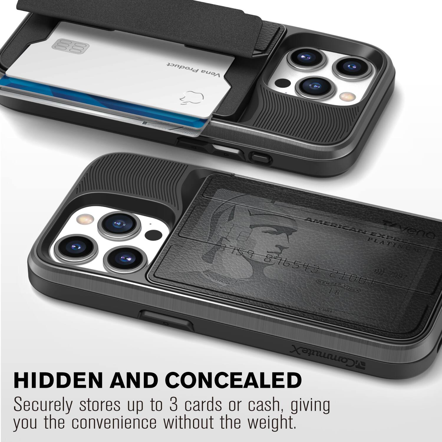 HIDDEN AND CONCEALED
Securely stores up to 3 cards or cash, giving you the convenience without the weight.

Product Vena AMERICAN vena PLATIN 3759 816543 > Crinc 2100t 18