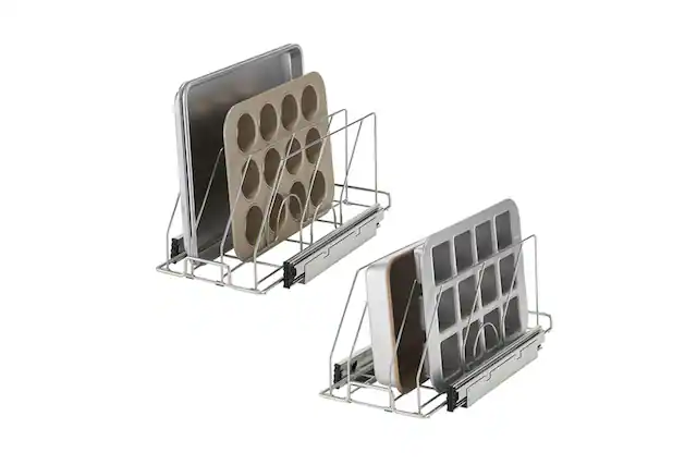 Front. TRINITY - PRO EcoStorage Sliding Bakeware Organizer 2-Pack Chrome - Chrome.