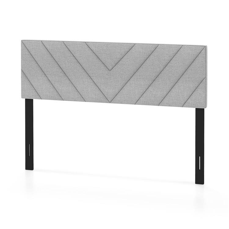 Front. SlickBlue - Modern Upholstered Headboard in Linen for Full and Queen Frames - Grey.
