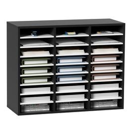 VEVOR - 27 Compartments Wood Literature Organizer, Adjustable Shelves, Medium Density Fiberboard Mail Center - Black+White