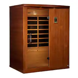 Dynamic Saunas - Madrid Elite 3 Person Ultra Low EMF Infrared Lighting Home Sauna - Natural Stain Finish