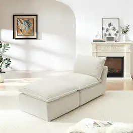 Loheer - Loheer- 5.8ft Modern Corduroy Cloud Sofa Sectional Modular Couch for Apartment Living Room - White