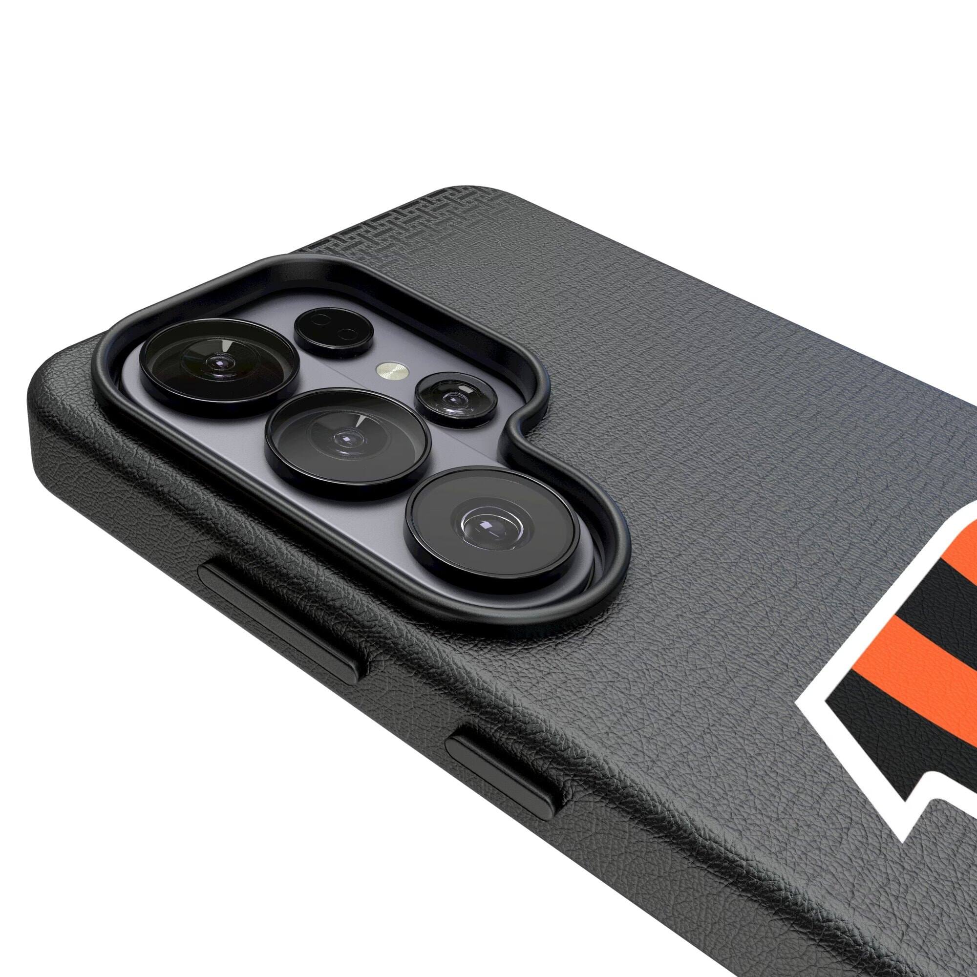 Alt View 2. Keyscaper - Cincinnati Bengals Linen Galaxy Magnetic Bump Case - S25 Ultra - Black.