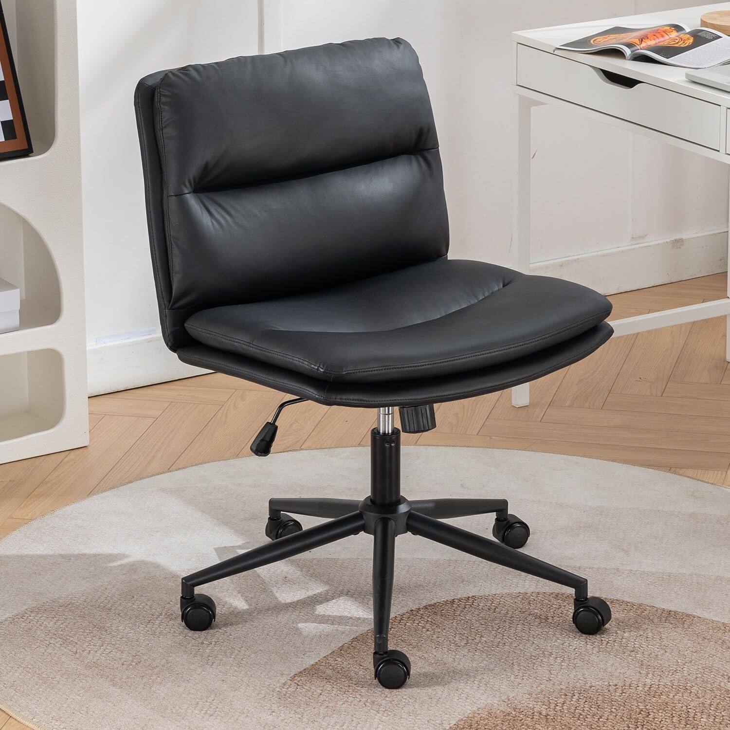 Trinkets Crazed - Adjustable Swivel Criss Cross Chair, Home Office Desk Chair - Black