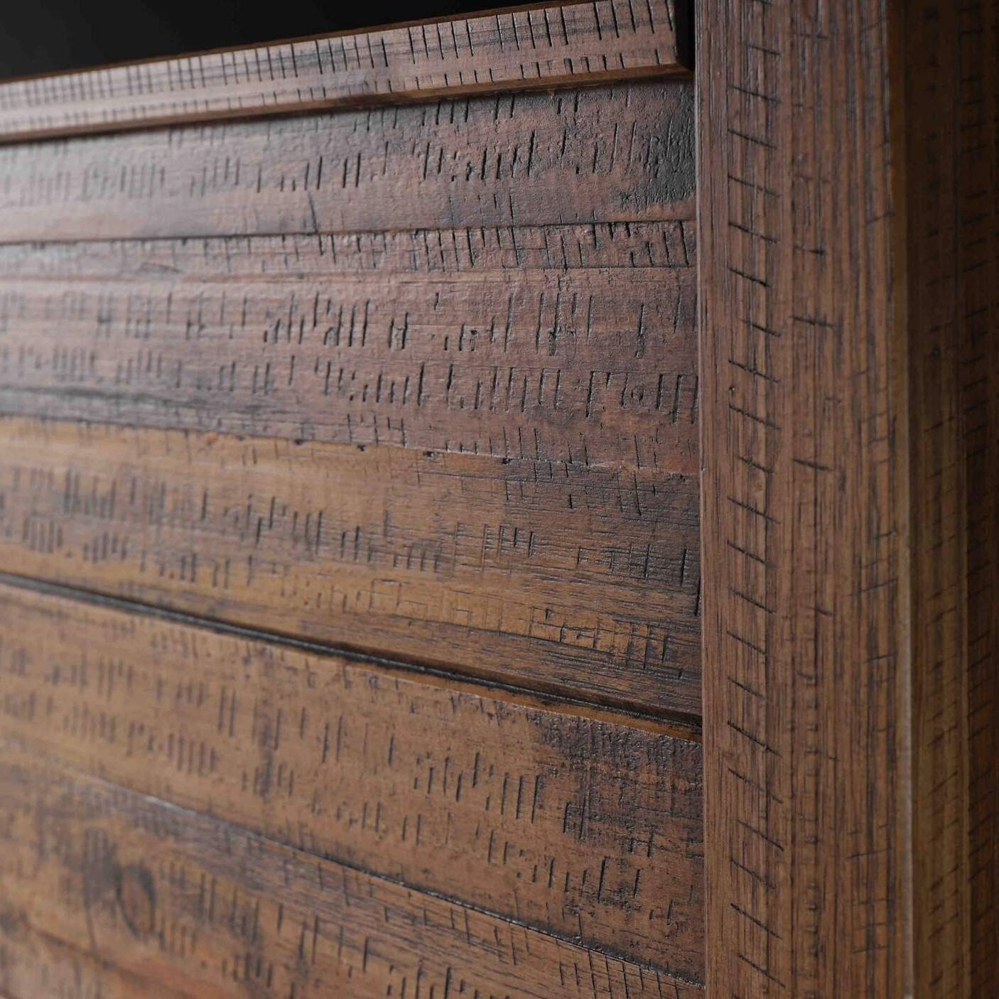 Left. Hivvago - Hivvago FarmHome Walnut Solid Pine Platform Bed in Queen Size - Walnut.