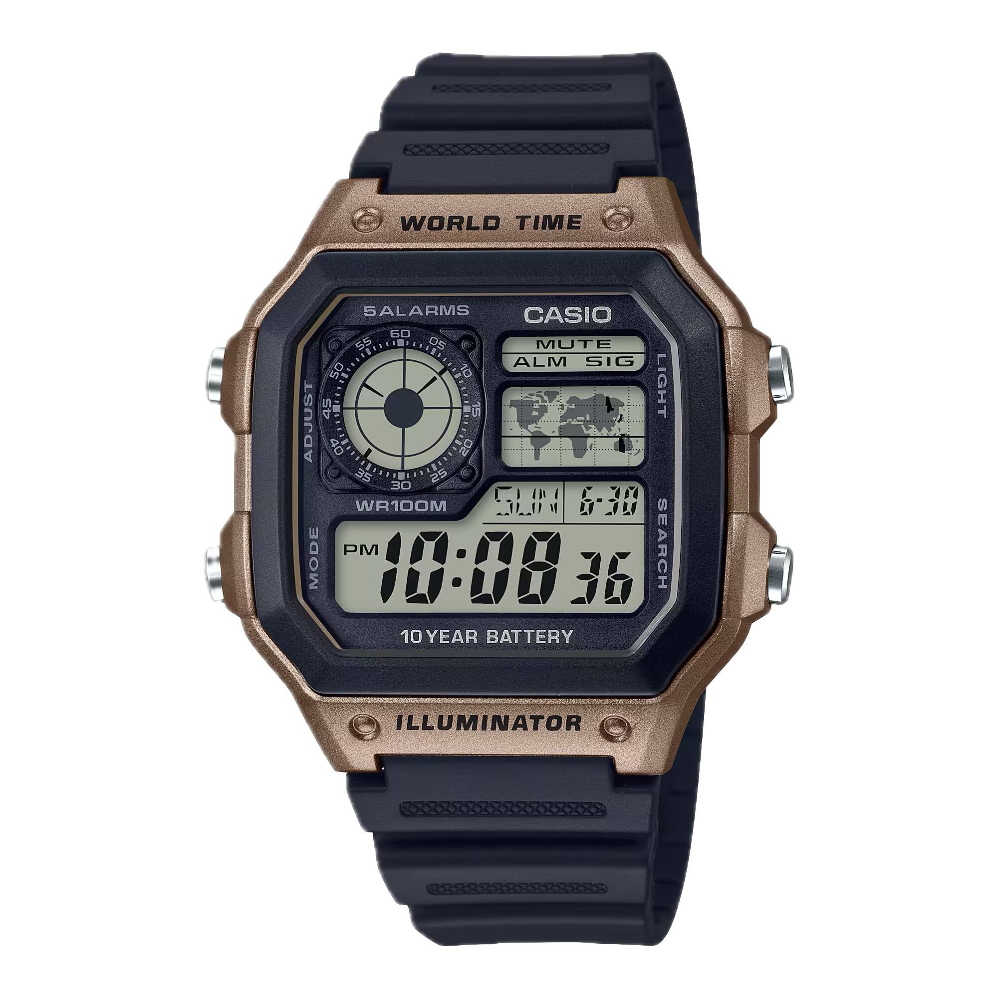 Casio - Men’s and Brown Digital Watch - AE-1200WH-5AV - Black