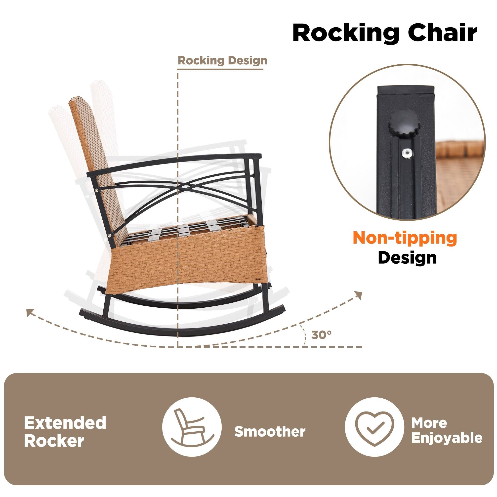 Rocking Chair

- Rocking Design
- Non-tipping Design
- Extended Rocker
- Smoother
- More Enjoyable

30°