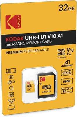 Kodak - 32GB Premium Performance UHS-I U1 microSDHC Memory Card with SD Adapter