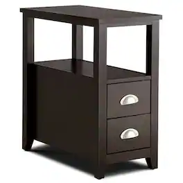 Gymax - End Table Space-Saving Rectangular Bedside Table W/ 2 Drawers & Shelf Espress - Espresso