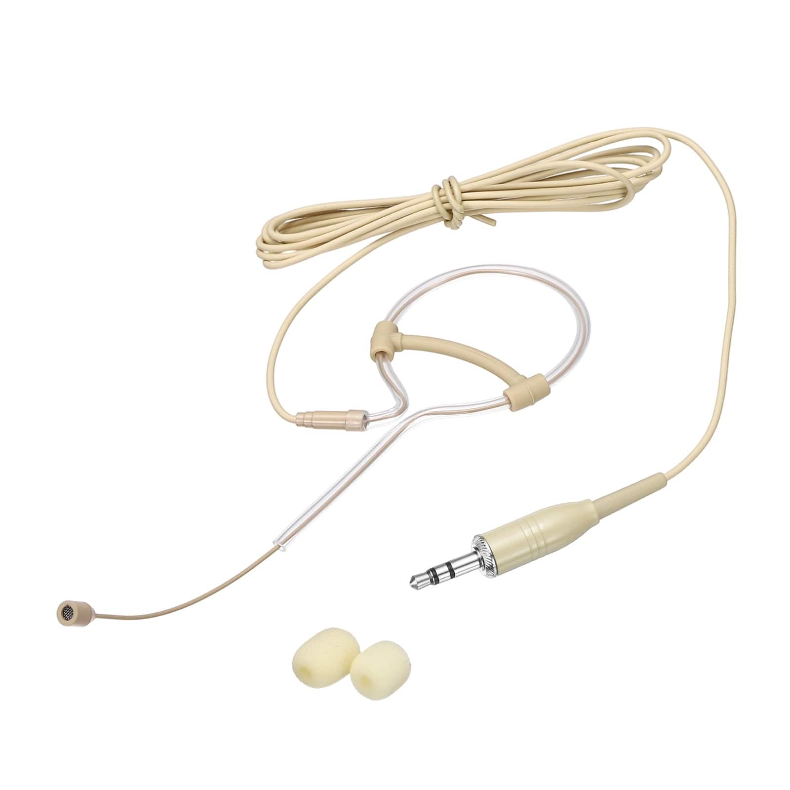 Unique Bargains - Ear Hook Headset Microphone Single Over Ear Omnidirectional Wired Condenser with Standard 3.5mm TRS Plug 3.9ft Cable - Beige