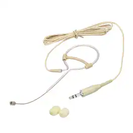 Unique Bargains - Ear Hook Headset Microphone Single Over Ear Omnidirectional Wired Condenser with Standard 3.5mm TRS Plug 3.9ft Cable - Beige
