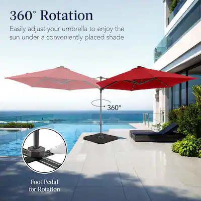 best choice products 10ft offset hanging outdoor market patio umbrella w/Easy Tilt Adjustment, Polyester Shade, 8 Ribs for Backyard, Poolside, Lawn and Garden Enjoy 79 square feet of shade which means more room between you Best Choice Products 10ft 360