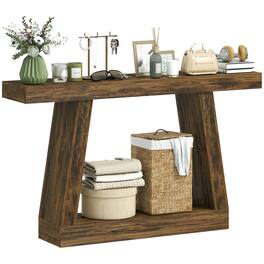 Homcom - Farmhouse Console Table, 2-Tier Entryway Table with Storage for Hallway, Living Room, Behind Couch - Dark brown