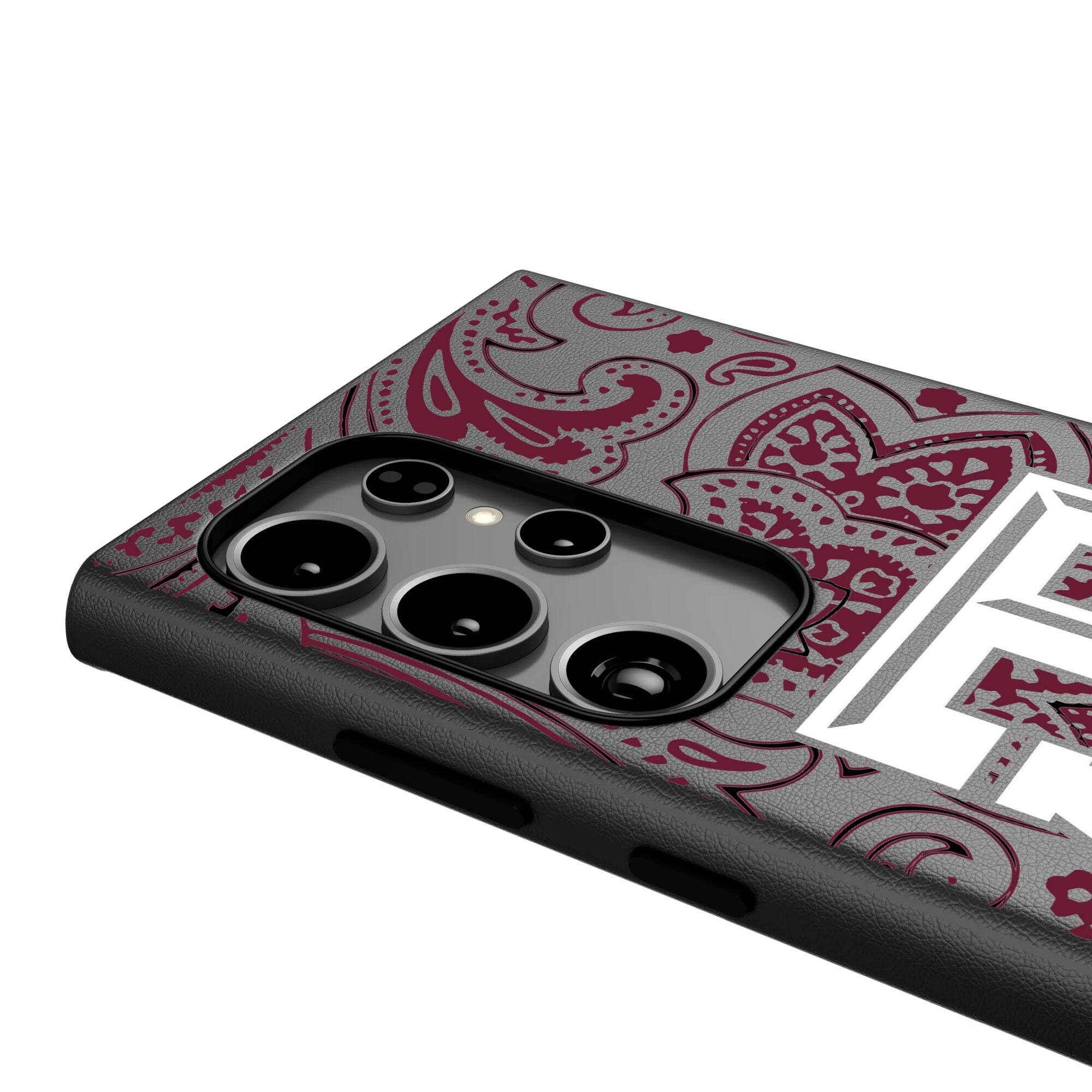 Alt View 3. Keyscaper - Texas A&M Aggies Paisley Galaxy Magnetic Bump Case - S25 - Black.