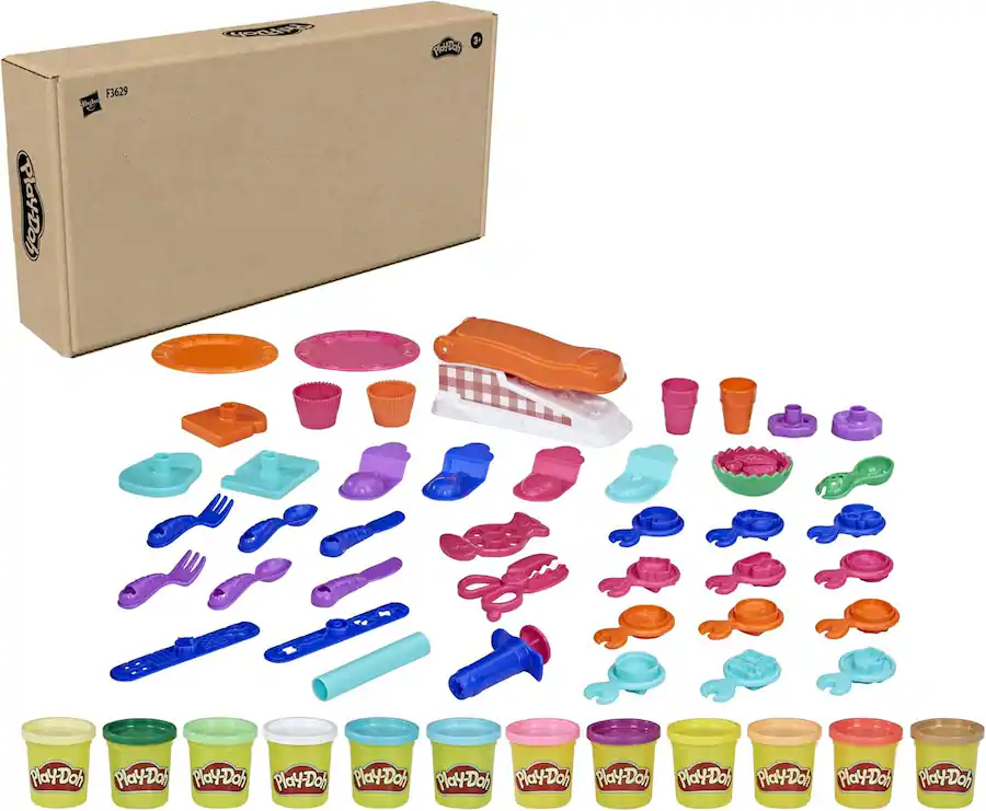 Play Doh String Play Doh Kitchen Creations Fun Factory Playset with 12 Cans and 42 ...