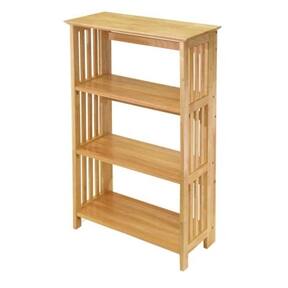 Front. Hivvago - 4-Shelf Wooden Folding Bookcase Storage Shelves in Natural Finish - Natural Finish.