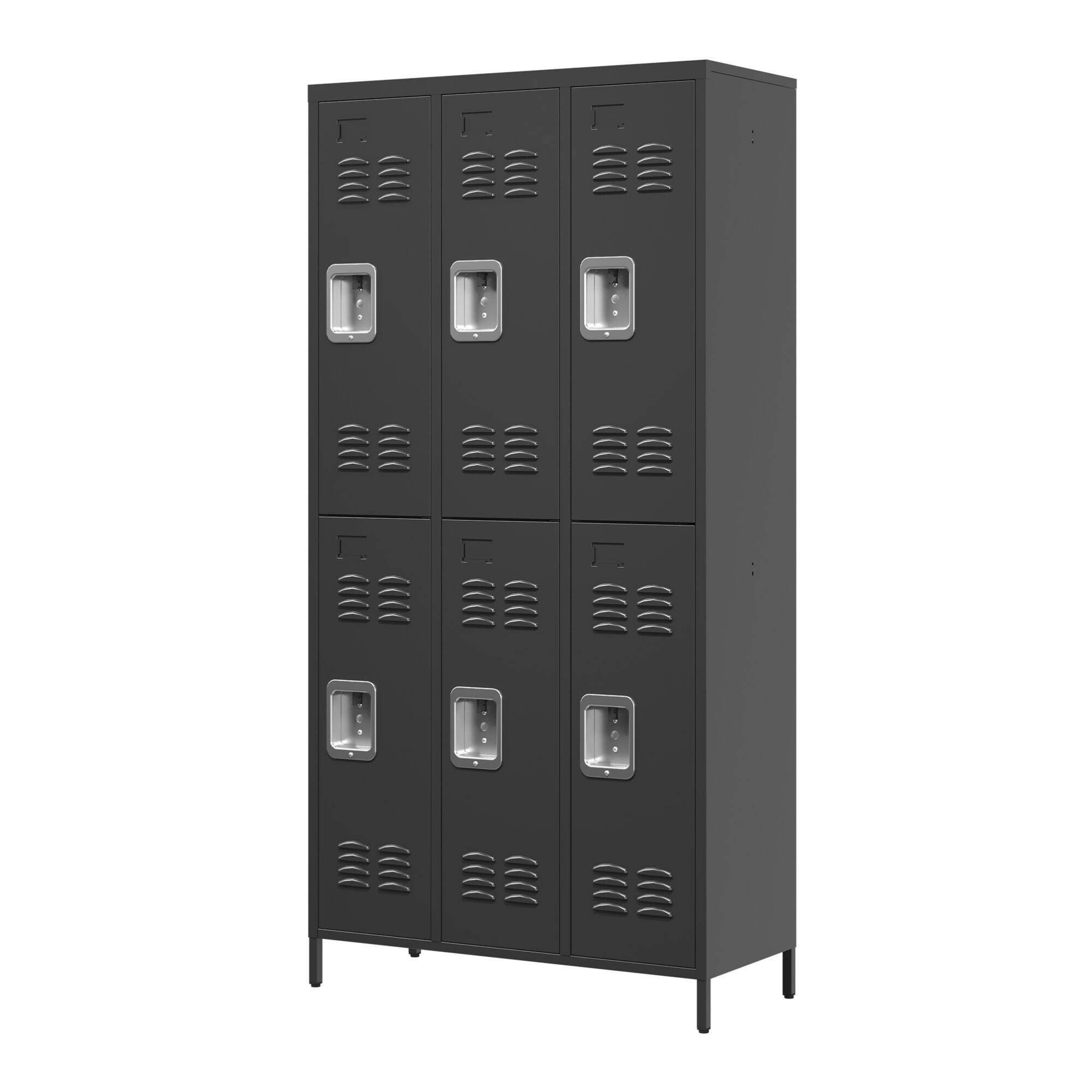 Alt View 8. GOODSILO - 6-Door Full-Height Steel Storage Locker Cabinet with Key Locks for Secure Organization - Black.