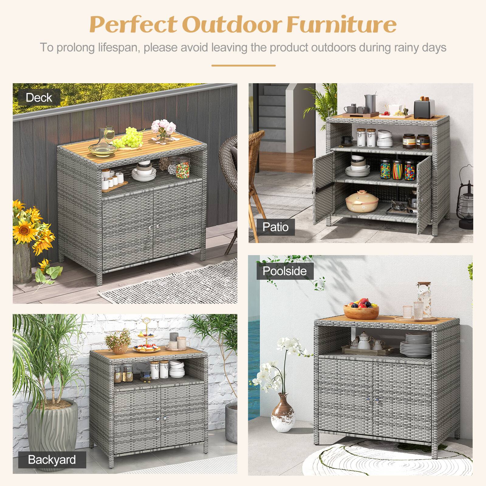 Perfect Outdoor Furniture

To prolong lifespan, please avoid leaving the product outdoors during rainy days

Deck
Patio
Poolside
Backyard