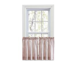 Ellis Curtain - Plaza Classic Ticking Stripe Printed on Natural Ground 1.5" Rod Pocket Tailored Tiers 56" x 24" - Brick