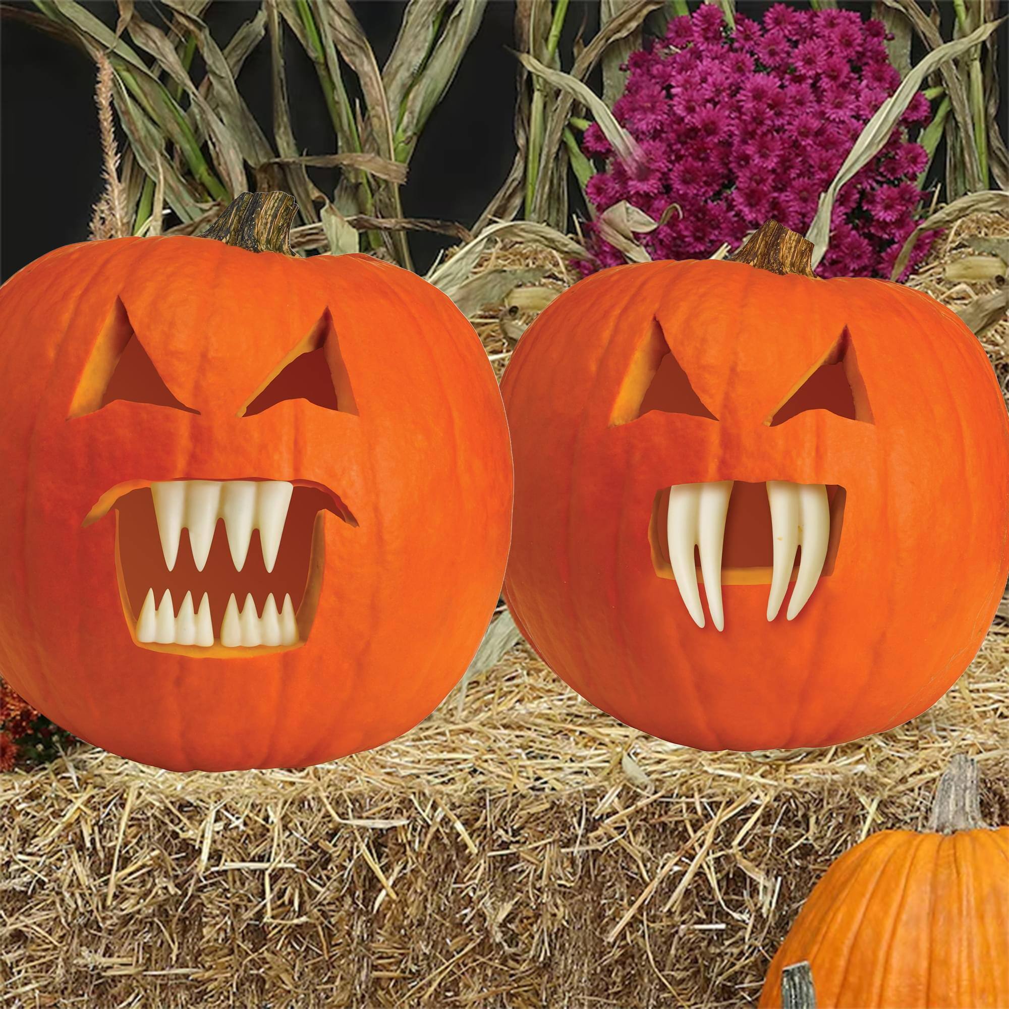 Alt View 4. Funworld - Halloween Pumpkin Accessory Kit | Fang Teeth - White.
