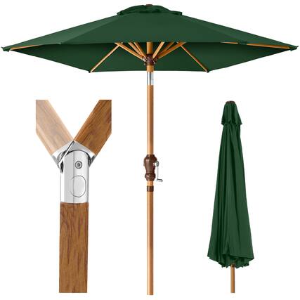 Front. Best Choice Products - Best Choice Products 10ft Outdoor Woodgrain Pattern Steel Market Patio Umbrella w/ Crank, Tilt - Green - Green - Woodgrain Finish.