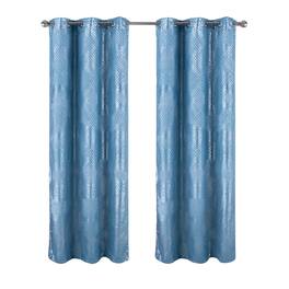 RT Designers Collection - Hailey Halo Foil Blackout Polyester Grommet 2 Pack Window Curtain Panel Set 36" x 84" Wedge - Wedgewood