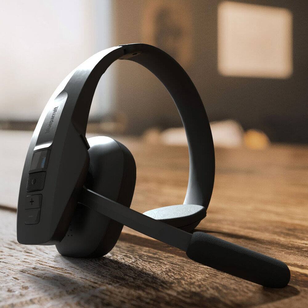 Alt View 7. BlueParrott - Pro B450 Wireless Bluetooth Mono Headset with 98% AI Voice Isolation Mics, ANC audio, and All-Day Comfort - Black.