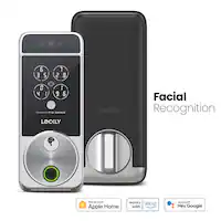 Lockly - Visage Smart Lock Wi-Fi Deadbolt Facial/Keyway/Fingerprint - Satin Nickel - Front_Zoom