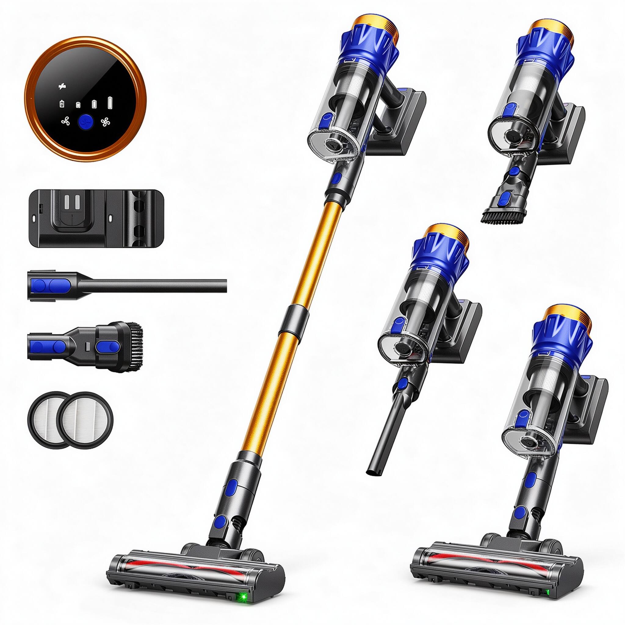 Front. Elephas - 500W 45KPA Cordless Vacuum Cleaner, 50 Mins Max Runtime and Removable Battery, Anti-Tangle Brush, for Pet Hair and Home - Blue.