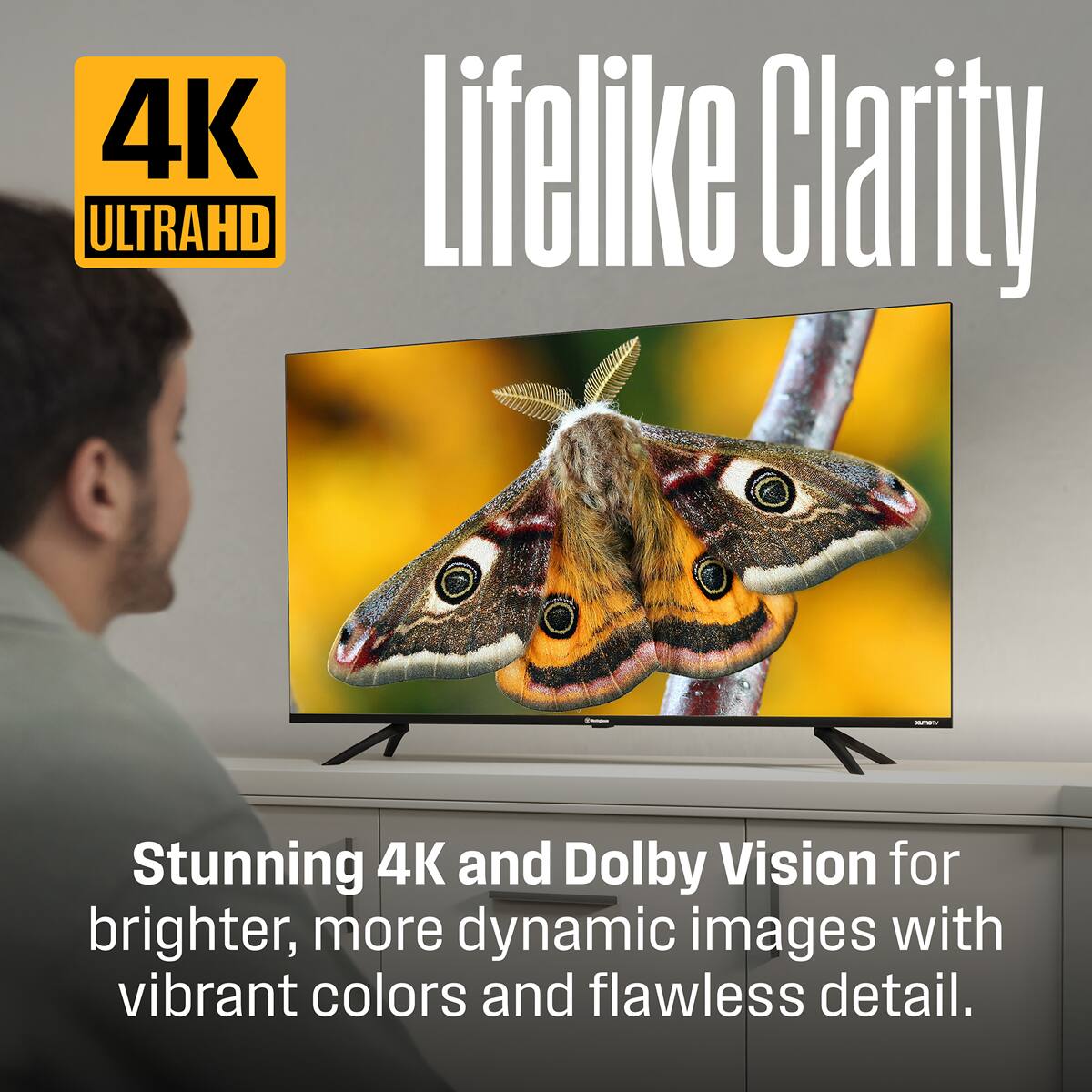 4K ULTRAHD Lifelike Clarity  
Stunning 4K and Dolby Vision for brighter, more dynamic images with vibrant colors and flawless detail.