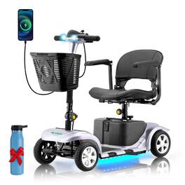 Hover Heart - Electric Mobility Scooter for Adults & Seniors, Lightweight 4 Wheel Travel Scooter with Seat and Basket - Silver