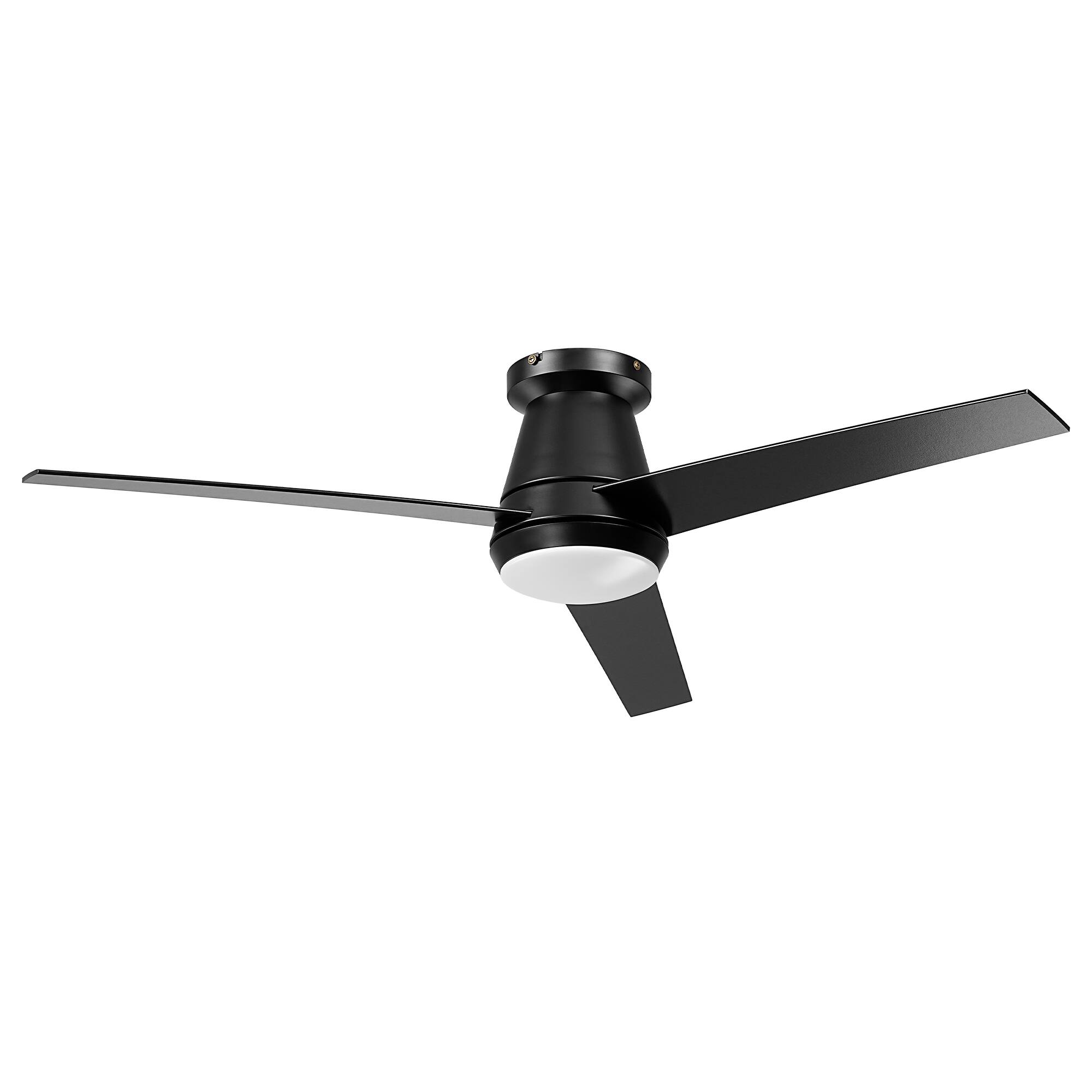 Alt View 2. Vaczon - 52" Modern Reversible Blades Smart Flush Mount Ceiling Fan with App Control and 3CCT Dimmable LED - Black.