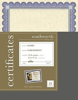 Southworth - Certificates, 8.5" x 11", 15/Pack (CT1R) - Ivory