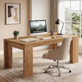 Tribesigns - Office Executive Desk with Engineered Wood Construction, Rectangular Top, for Computer Work and Writing in Home Offices - Brown