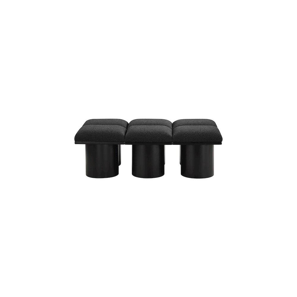 Angle. Meridian Furniture - Pavilion Black Boucle Fabric Bench - Black Boucle Fabric.