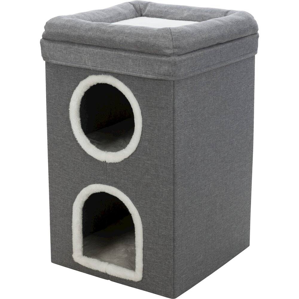 Alt View 2. TRIXIE - Saul 25" Cat Tower, 2-Story Cat Condo, Sisal Cat Scratcher, Cat Cube, Gray - Gray.