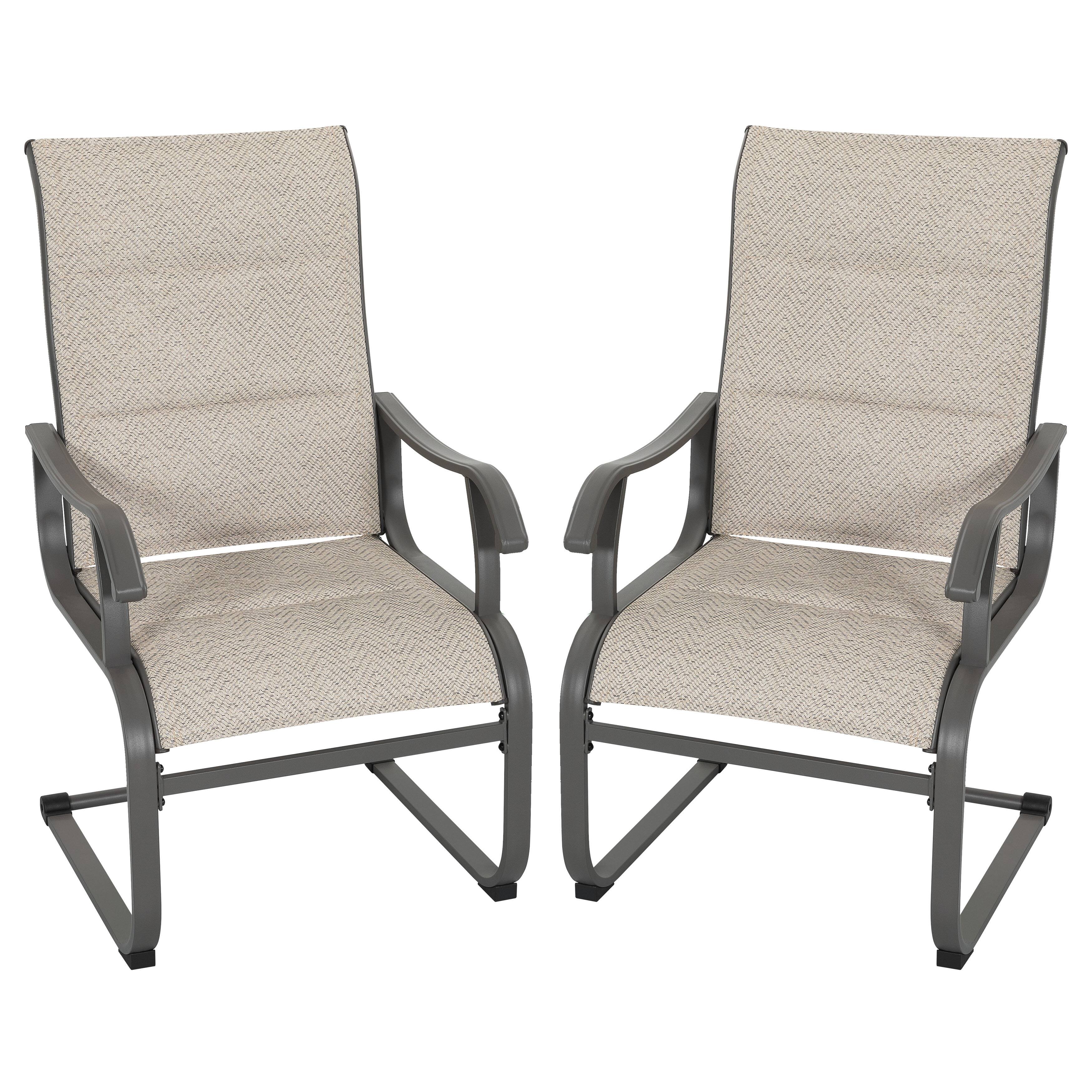 Alt View 6. Nuu Garden - Outdoor Patio Dining Chair Set of 2, Comfortable Breathable Textilene, Iron Frame - Beige and Gray.
