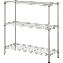 Lorell - Light Duty Wire Shelving 3 Tier 36" H x 36" W x 14" D Floor Sturdy Epoxy Silver Plastic Metal Steel - Silver